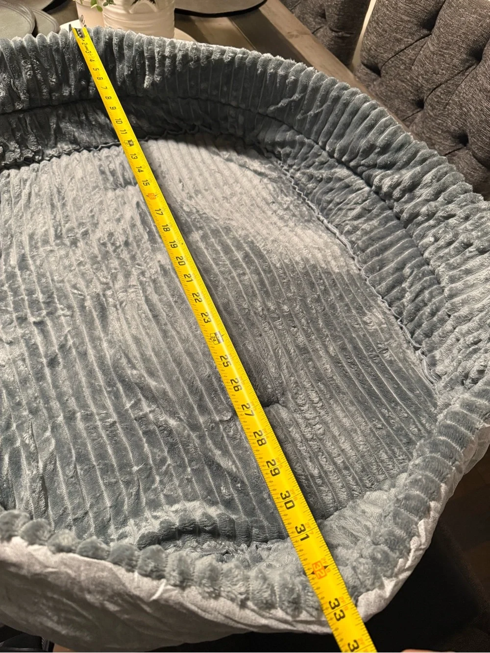 Plush Gray Pet Bed - Cozy Oval Lounger